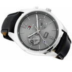 Original Tommy Hilfiger Men's Watch - Silver Case & Black Leather (1791548)