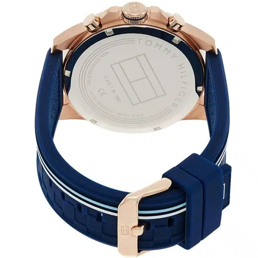 Original Tommy Hilfiger Men's Watch - Rose Gold Case & Blue Rubber (1791474)
