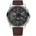 Original Tommy Hilfiger Decker Men's Watch - Silver Case & Brown Leather (1791562)