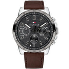 Original Tommy Hilfiger Decker Men's Watch - Silver Case & Brown Leather (1791562)