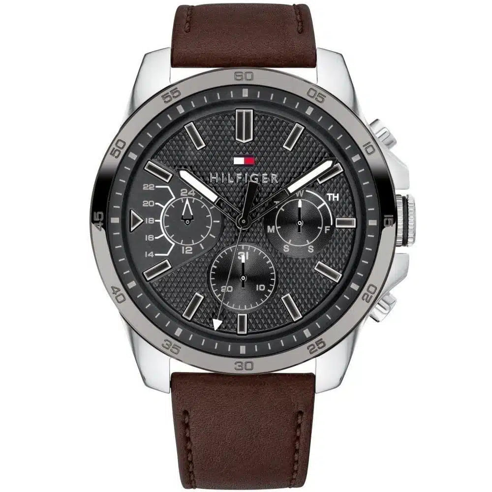 Original Tommy Hilfiger Decker Men's Watch - Silver Case & Brown Leather (1791562)