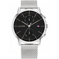 Original Tommy Hilfiger Easton Men's Watch - Silver Mesh Steel & Black Dial (1710433)