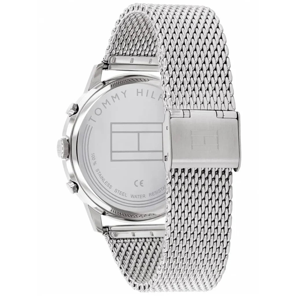 Original Tommy Hilfiger Easton Men's Watch - Silver Mesh Steel & Black Dial (1710433)