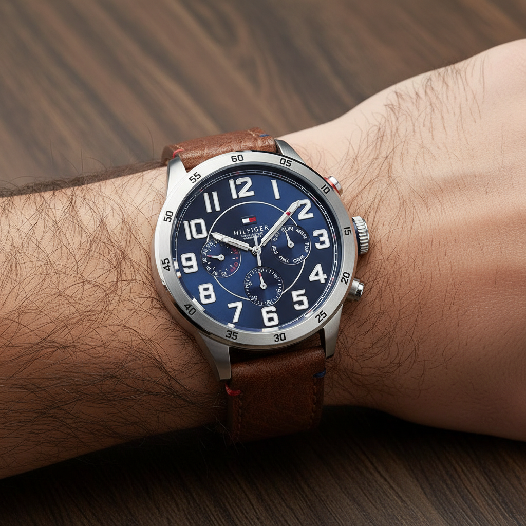 Original Tommy Hilfiger George Men's Watch - Silver Case & Brown Leather (1791066)