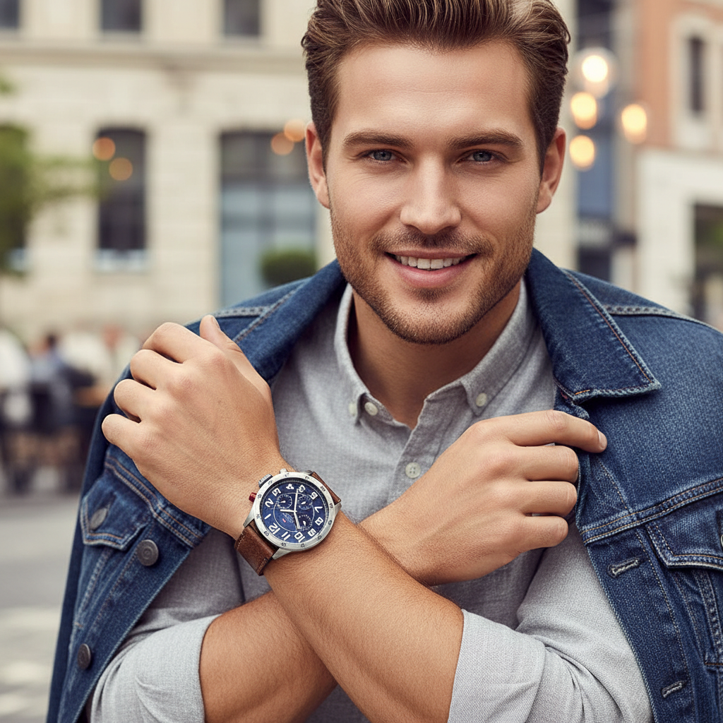Original Tommy Hilfiger George Men's Watch - Silver Case & Brown Leather (1791066)