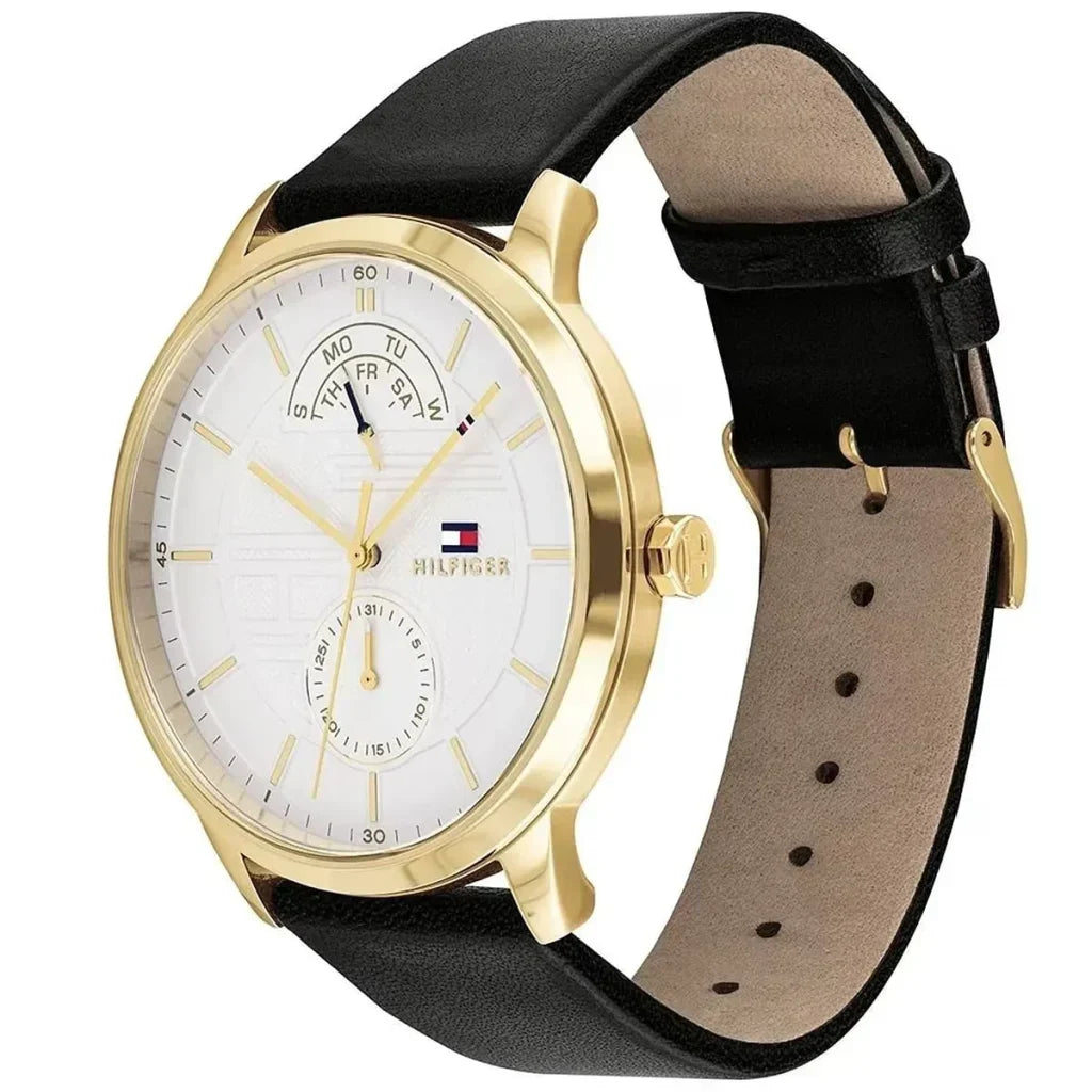 Original Tommy Hilfiger Hunter Men's Watch - Gold Case & Black Leather (1791606)
