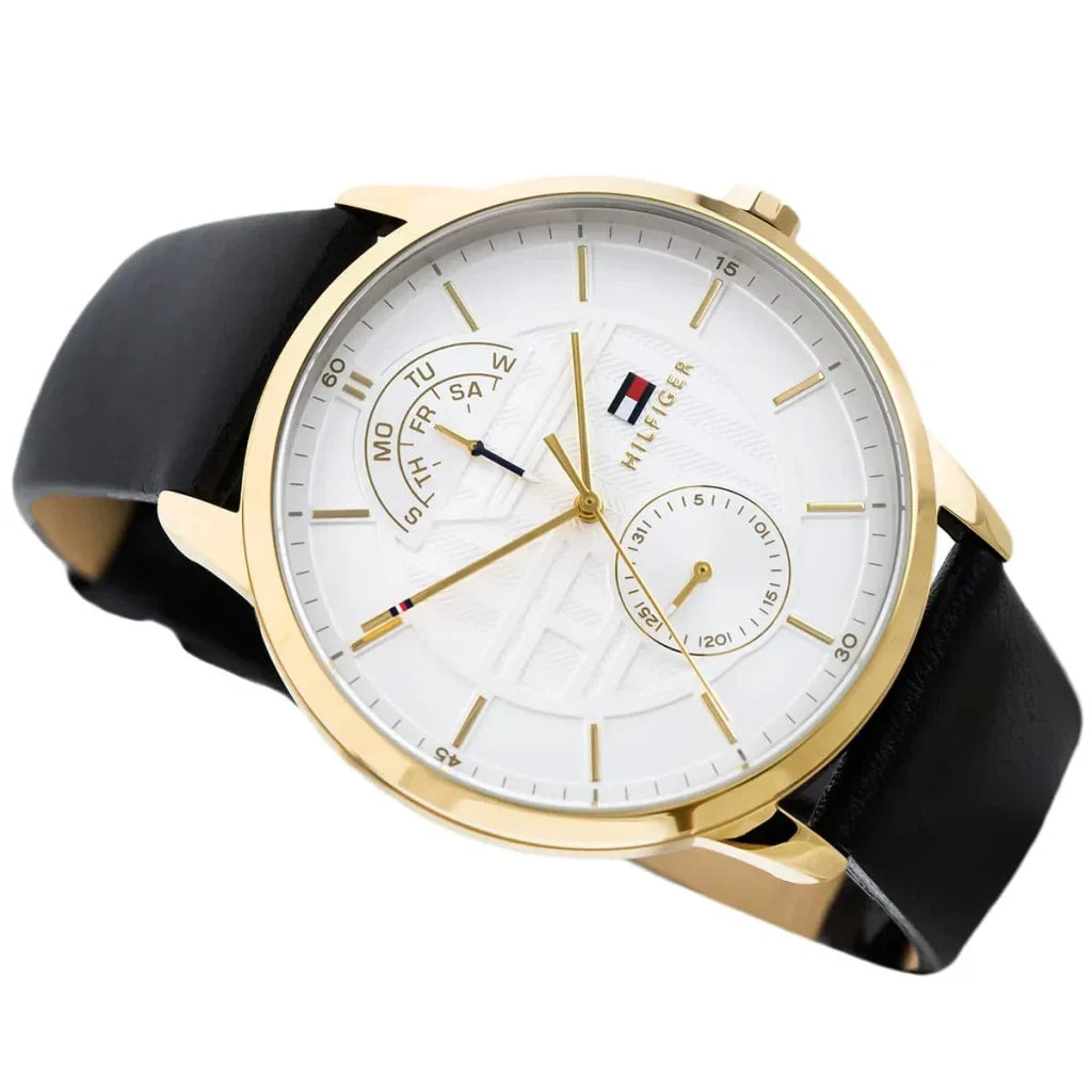 Original Tommy Hilfiger Hunter Men's Watch - Gold Case & Black Leather (1791606)