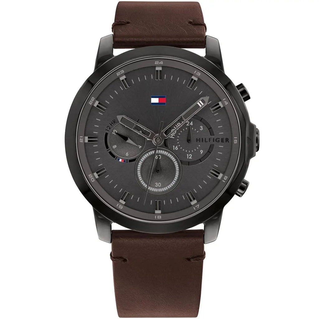 Original Tommy Hilfiger Men's Watch - Grey Case & Brown Leather (1791799)