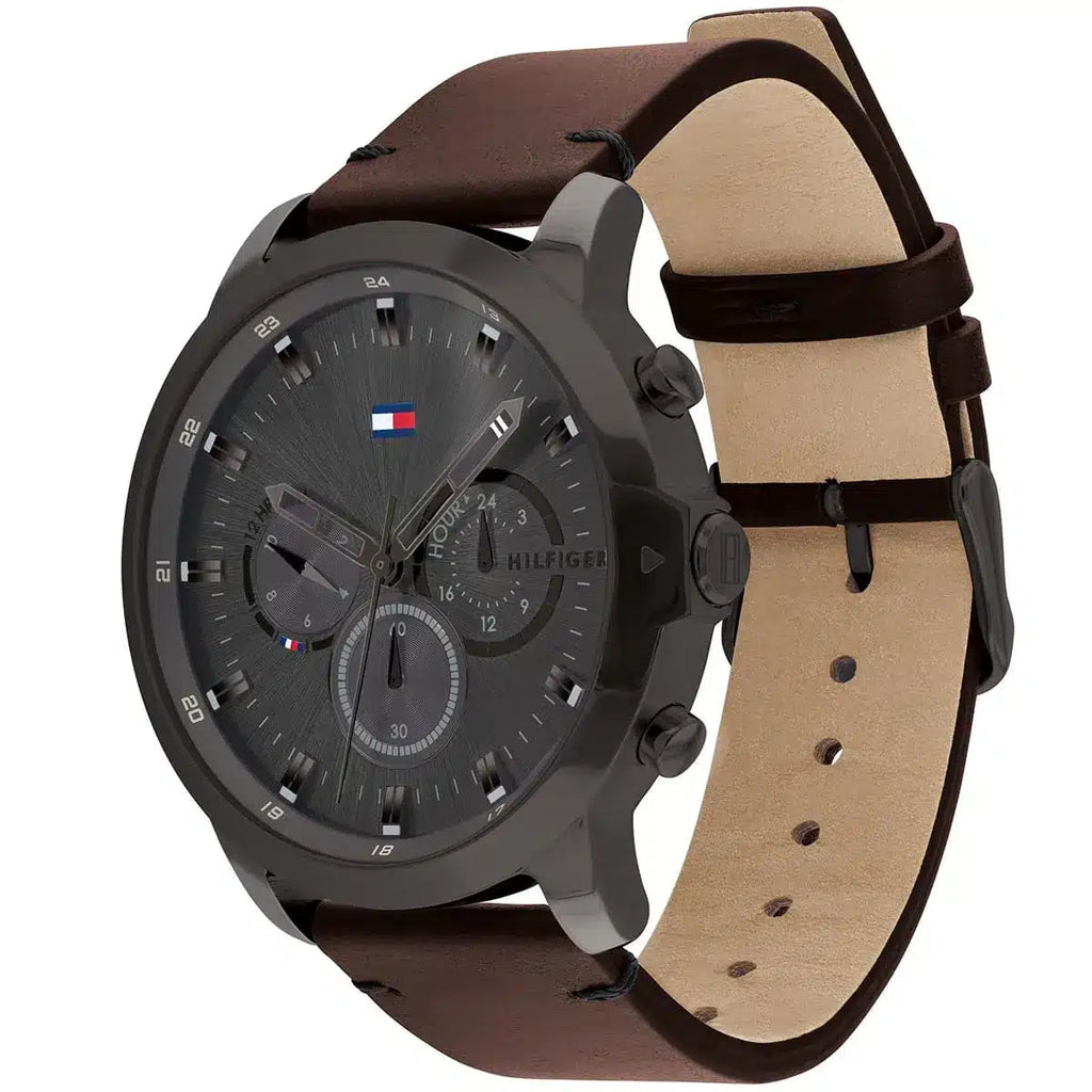 Original Tommy Hilfiger Men's Watch - Grey Case & Brown Leather (1791799)