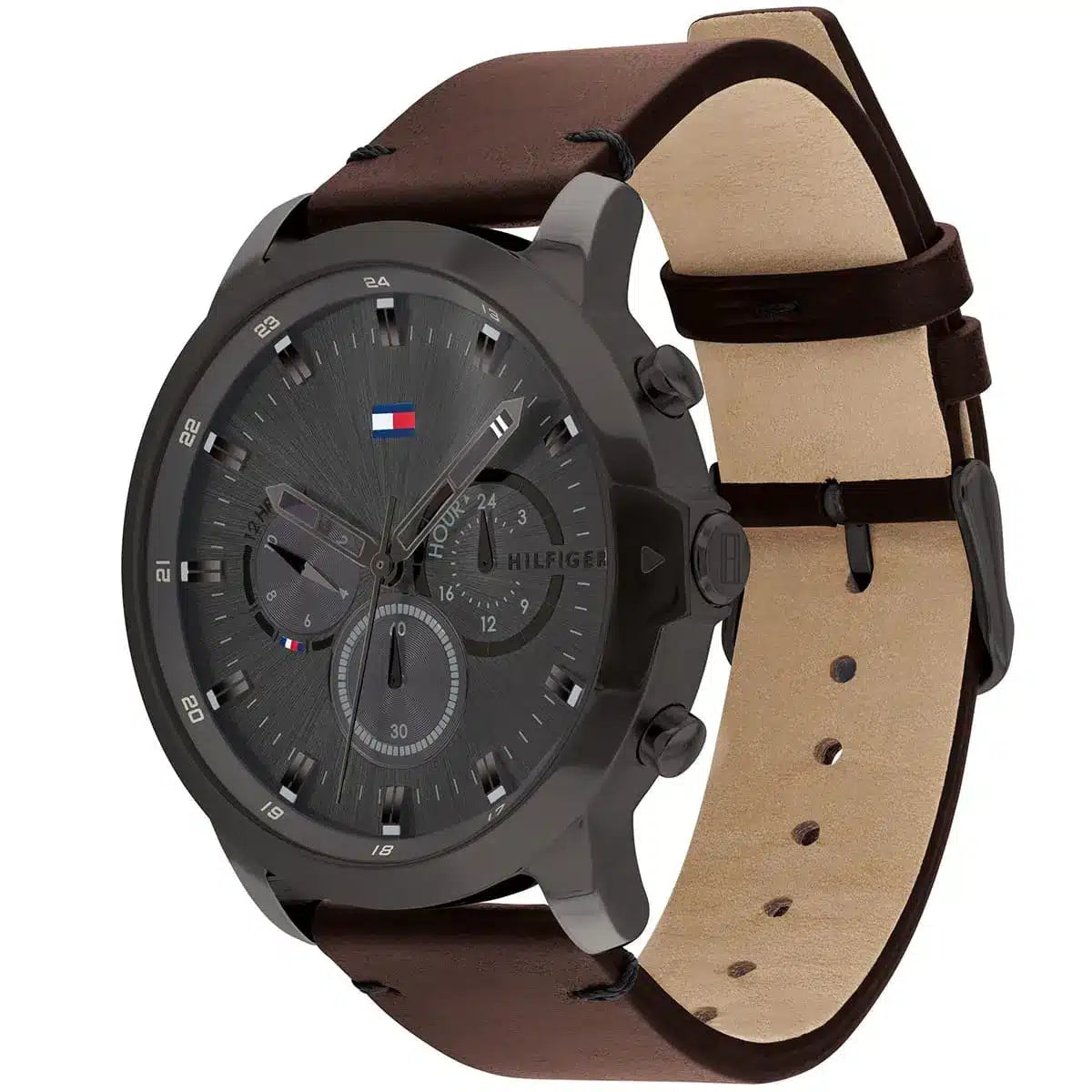 Original Tommy Hilfiger Men's Watch - Grey Case & Brown Leather (1791799)
