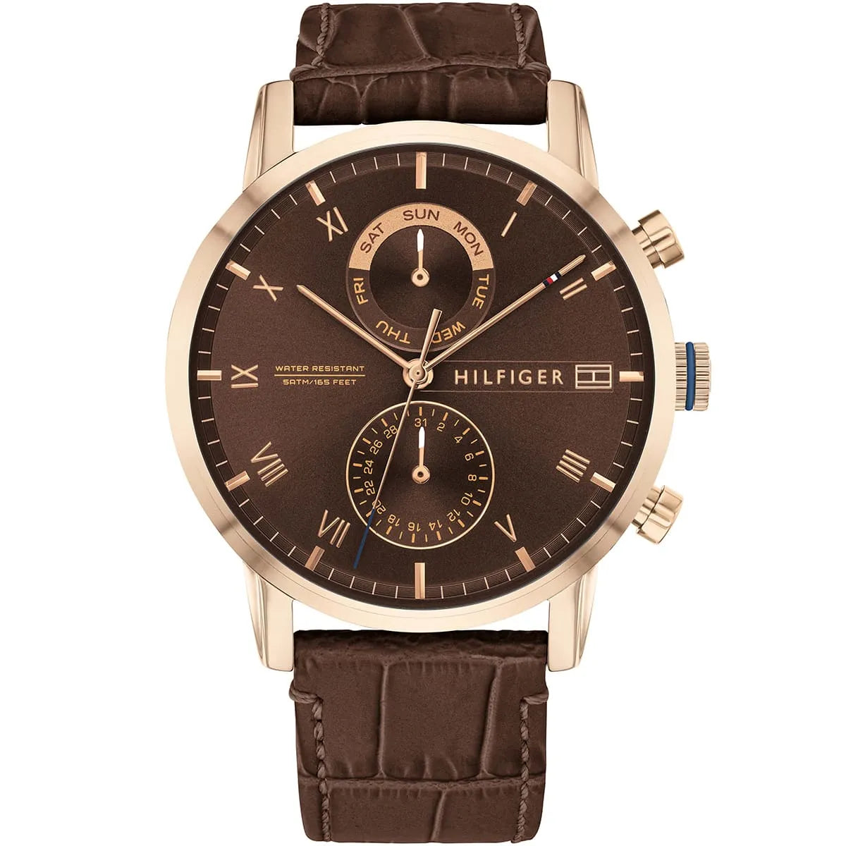 Original Tommy Hilfiger Kane Men's Watch - Rose Gold Case & Brown Leather (1710400)