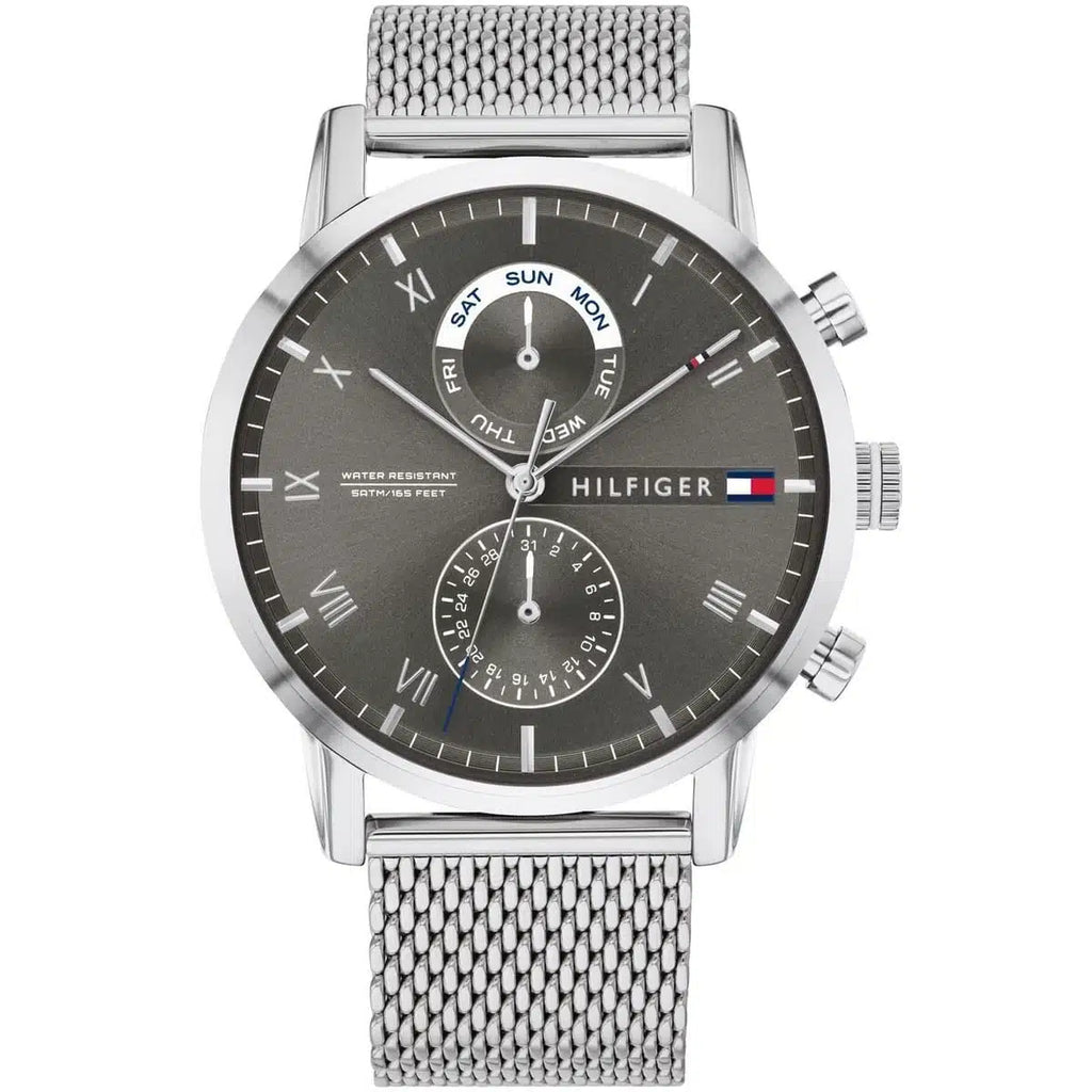 Original Tommy Hilfiger Kane Men's Watch - Silver Mesh Steel & Grey Dial (1710402)