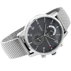 Original Tommy Hilfiger Kane Men's Watch - Silver Mesh Steel & Grey Dial (1710402)