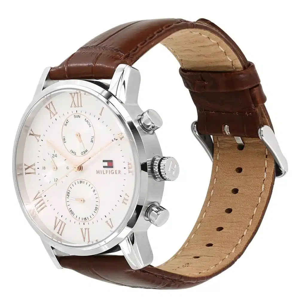 Original Tommy Hilfiger Men's Watch - Silver Case & Brown Leather (1791400)