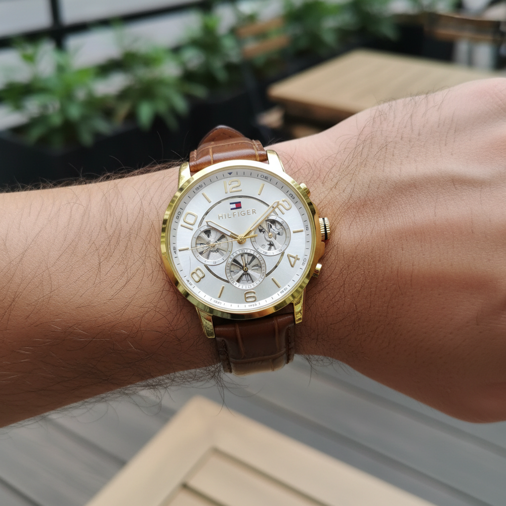 Original Tommy Hilfiger Men's Watch - Gold Case & Brown Leather (1791291)