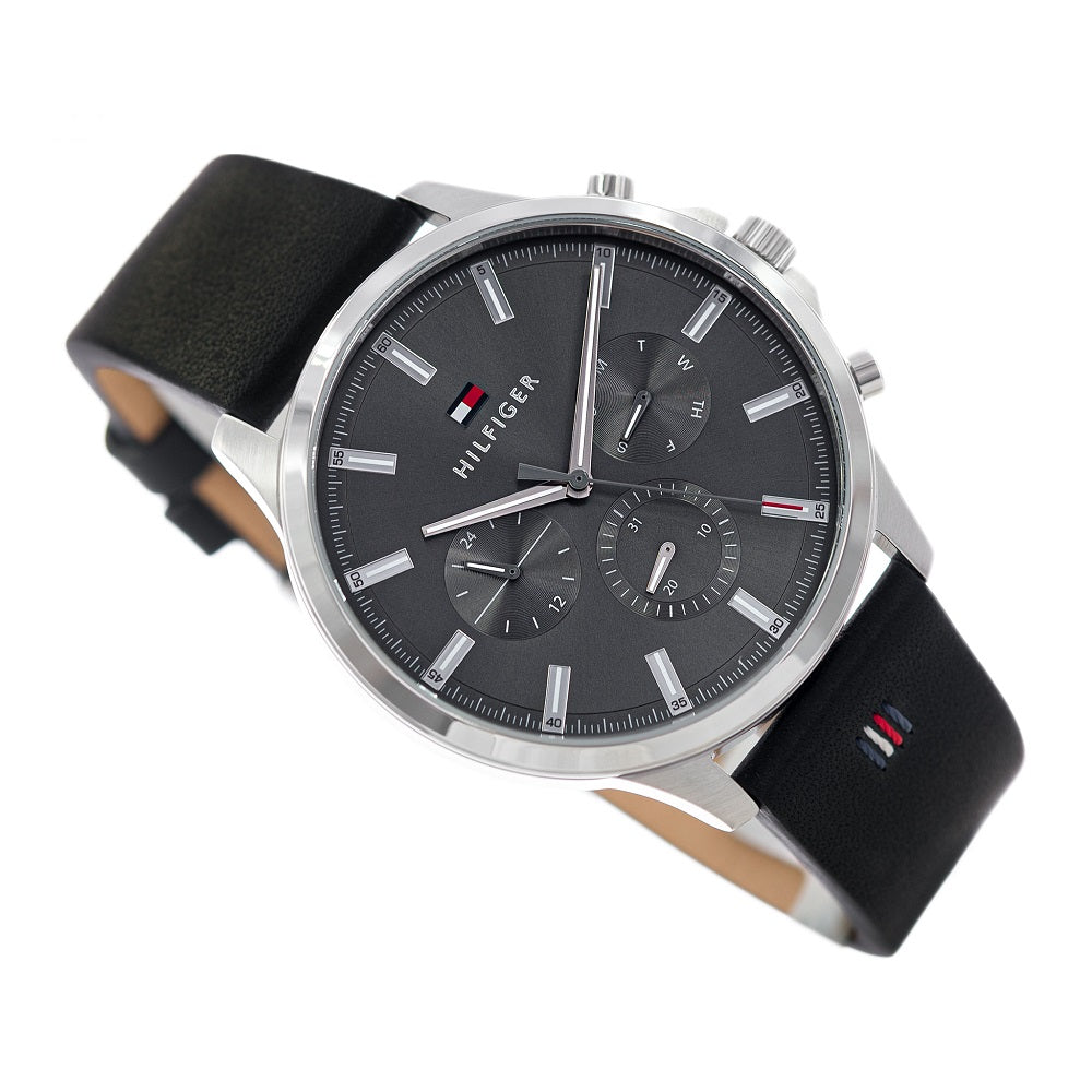 Original Tommy Hilfiger Men's Watch - Silver Case & Black Rubber (1710495)