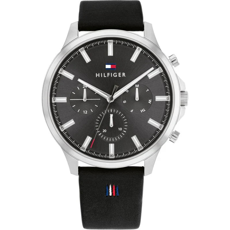 Original Tommy Hilfiger Men's Watch - Silver Case & Black Rubber (1710495)