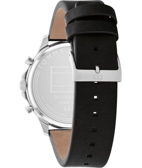 Original Tommy Hilfiger Men's Watch - Silver Case & Black Rubber (1710495)
