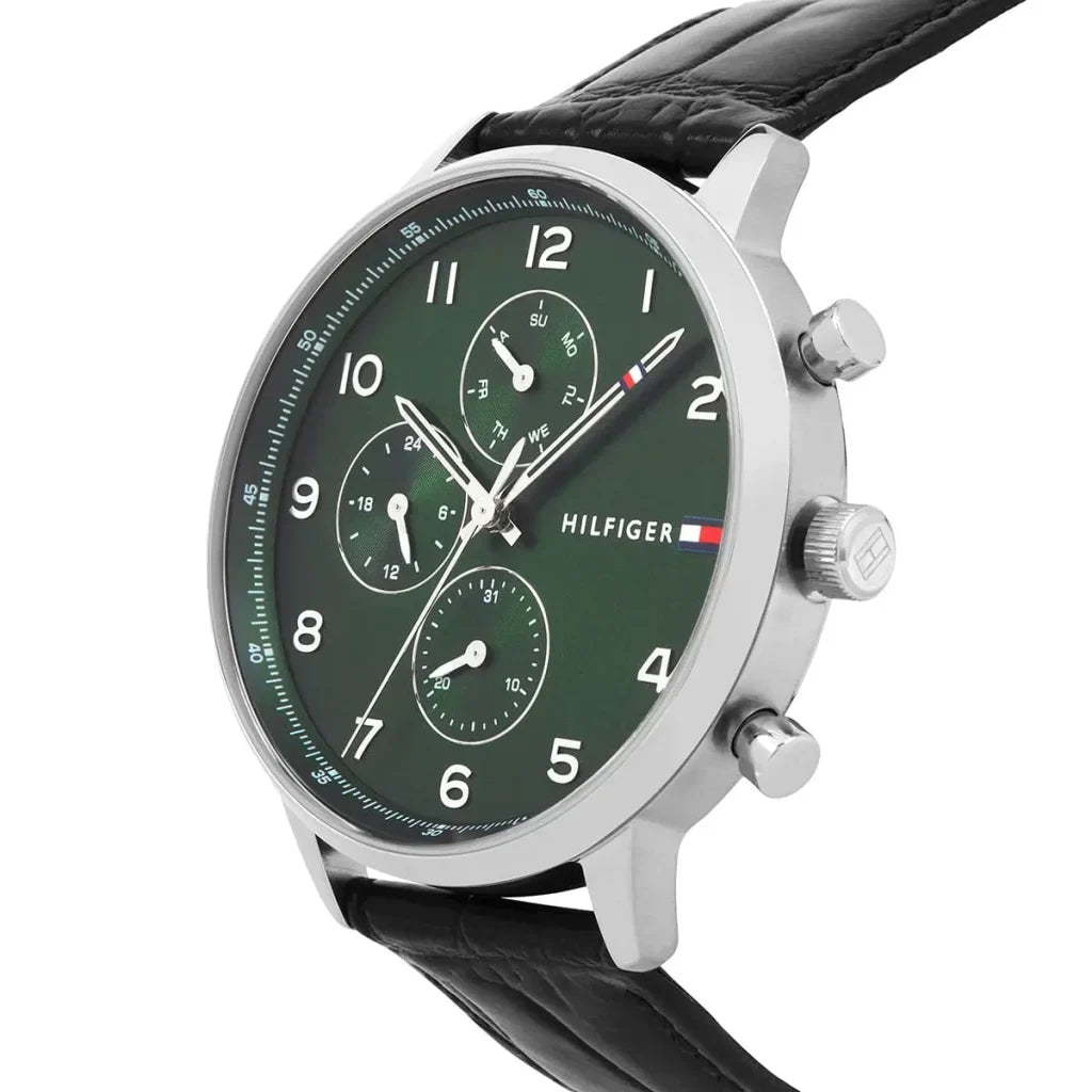 Original Tommy Hilfiger Men's Watch - Silver Case & Black Leather (1791985)