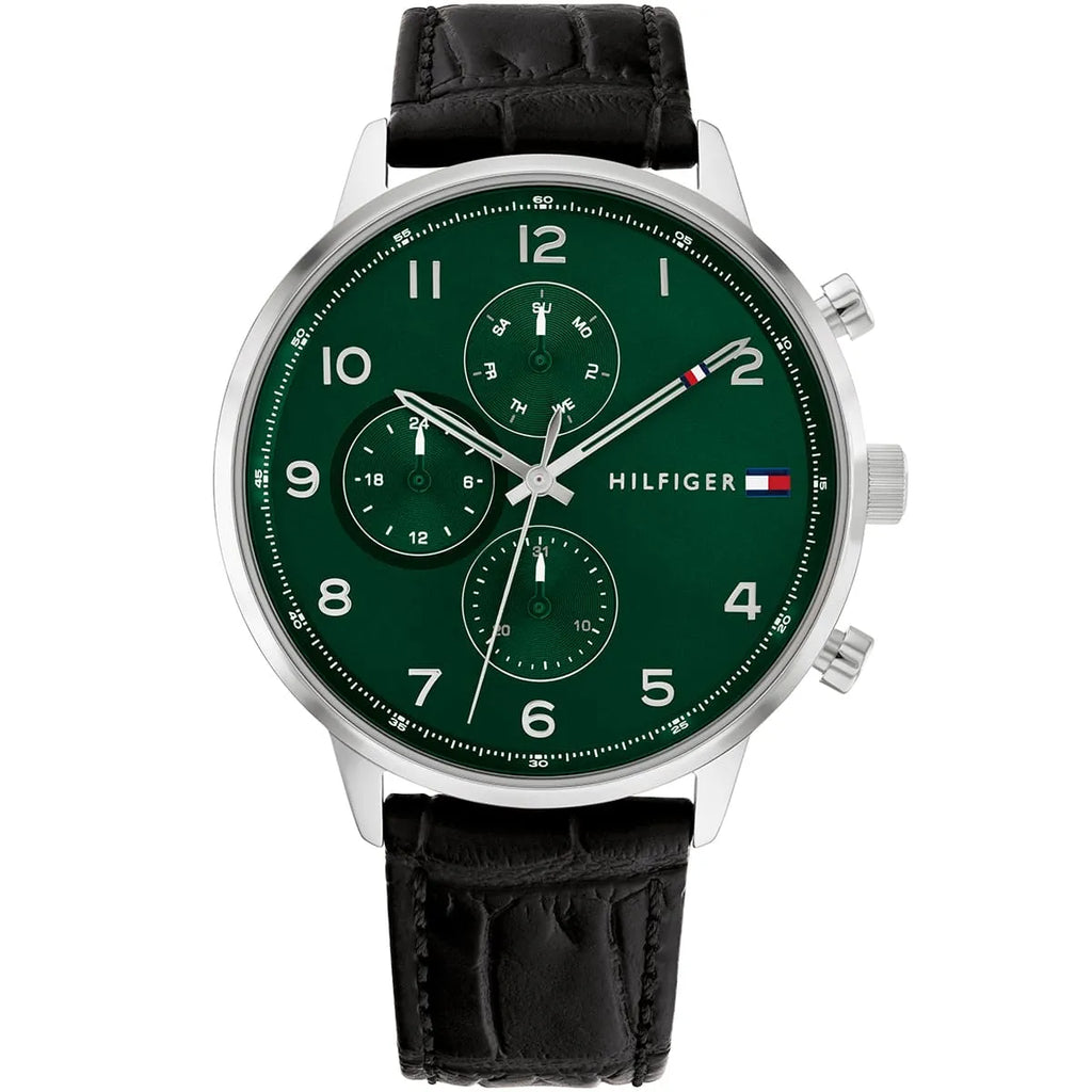 Original Tommy Hilfiger Men's Watch - Silver Case & Black Leather (1791985)