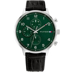 Original Tommy Hilfiger Men's Watch - Silver Case & Black Leather (1791985)