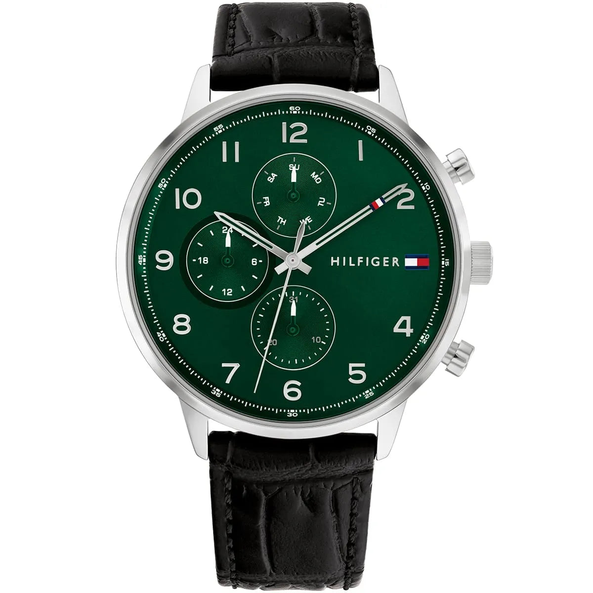 Original Tommy Hilfiger Men's Watch - Silver Case & Black Leather (1791985)