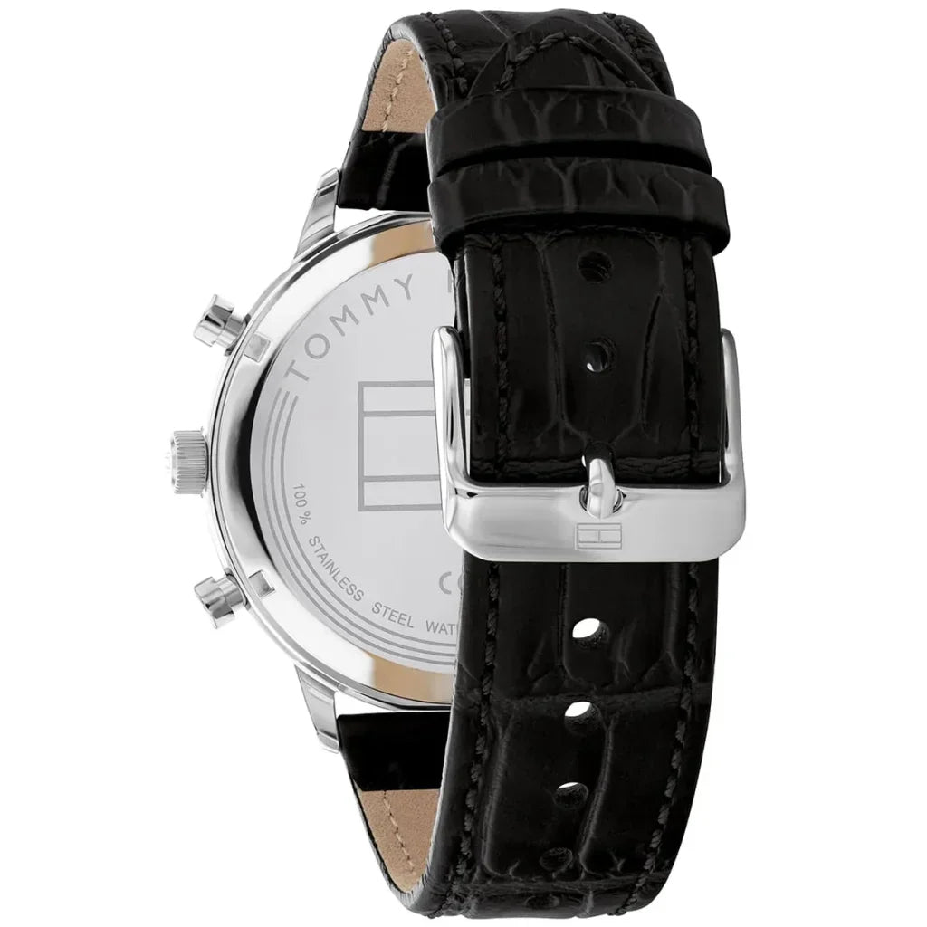 Original Tommy Hilfiger Men's Watch - Silver Case & Black Leather (1791985)