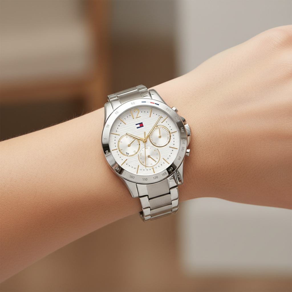 Original Tommy Hilfiger Lori Women's Watch - Silver Steel & Crystal Markers (1782194)