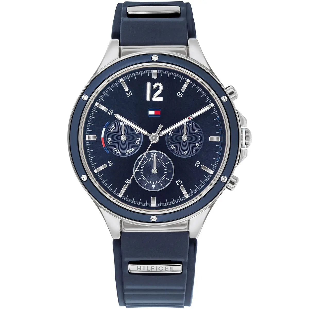 Original Tommy Hilfiger Lori Women's Watch - Silver Case & Navy Rubber Strap (1782281)