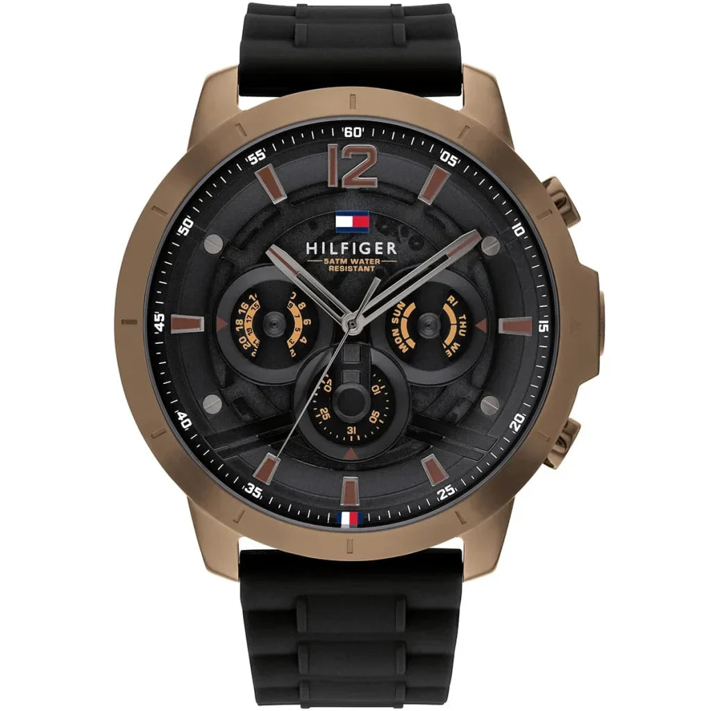 Original Tommy Hilfiger Men's Watch - Gold Case & Black Rubber (1710491)