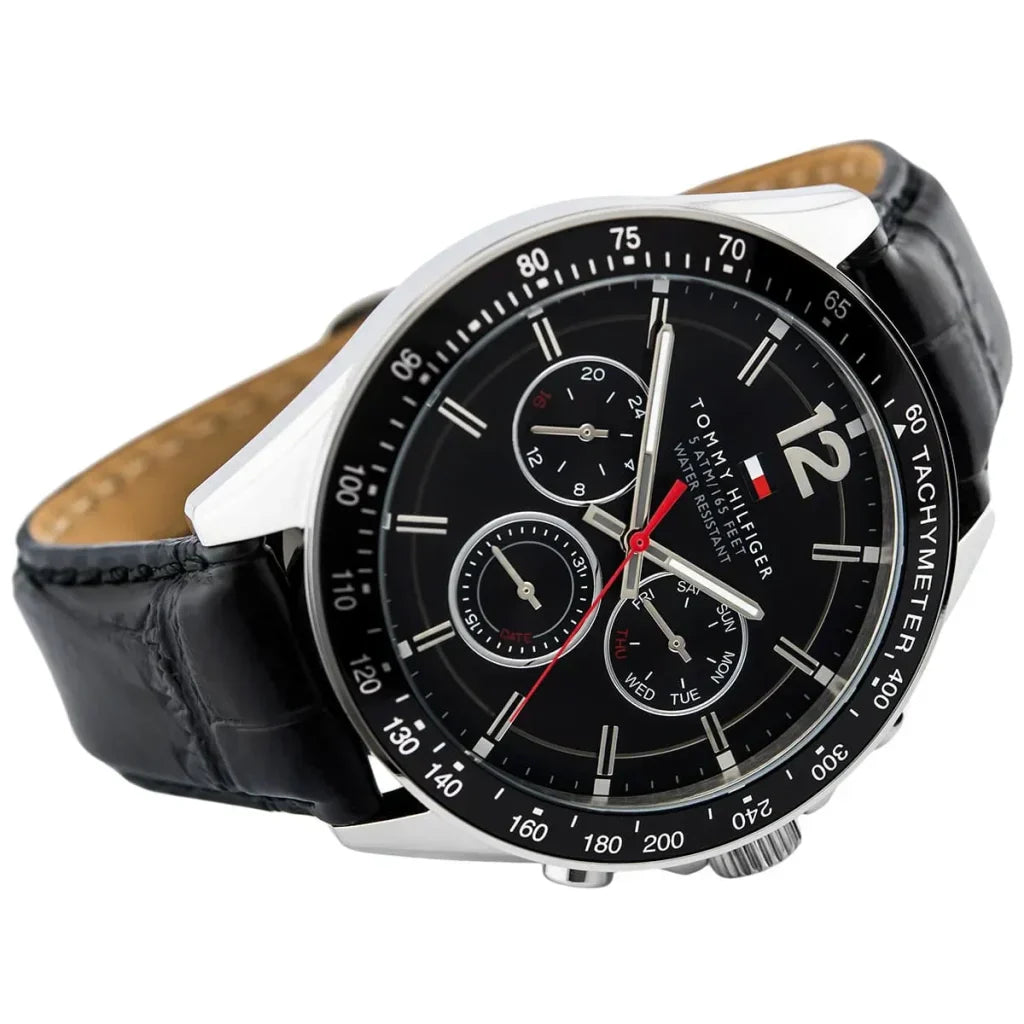 Original Tommy Hilfiger Luke Men's Watch - Silver Case & Black Leather (1791117)