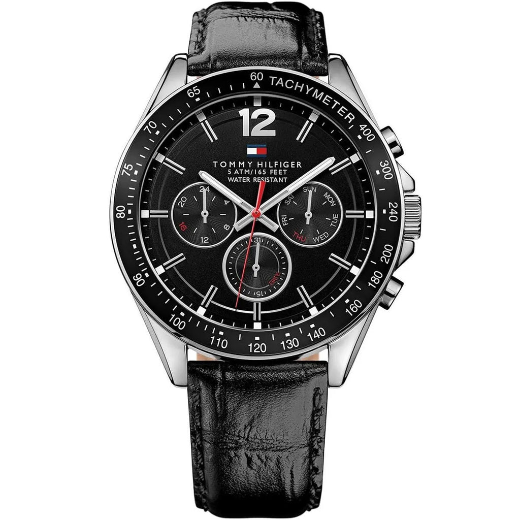 Original Tommy Hilfiger Luke Men's Watch - Silver Case & Black Leather (1791117)