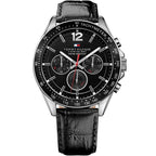Original Tommy Hilfiger Luke Men's Watch - Silver Case & Black Leather (1791117)