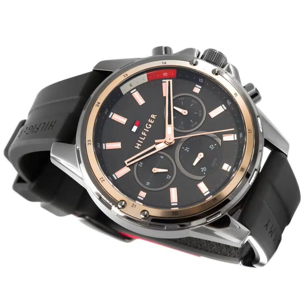 Original Tommy Hilfiger Men's Watch - Gunmetal Case & Gray Rubber (1791792)