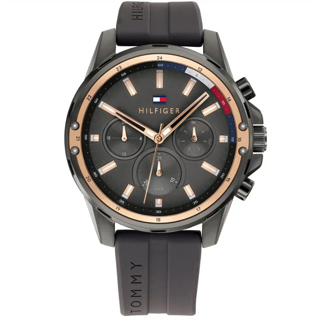 Original Tommy Hilfiger Men's Watch - Gunmetal Case & Gray Rubber (1791792)