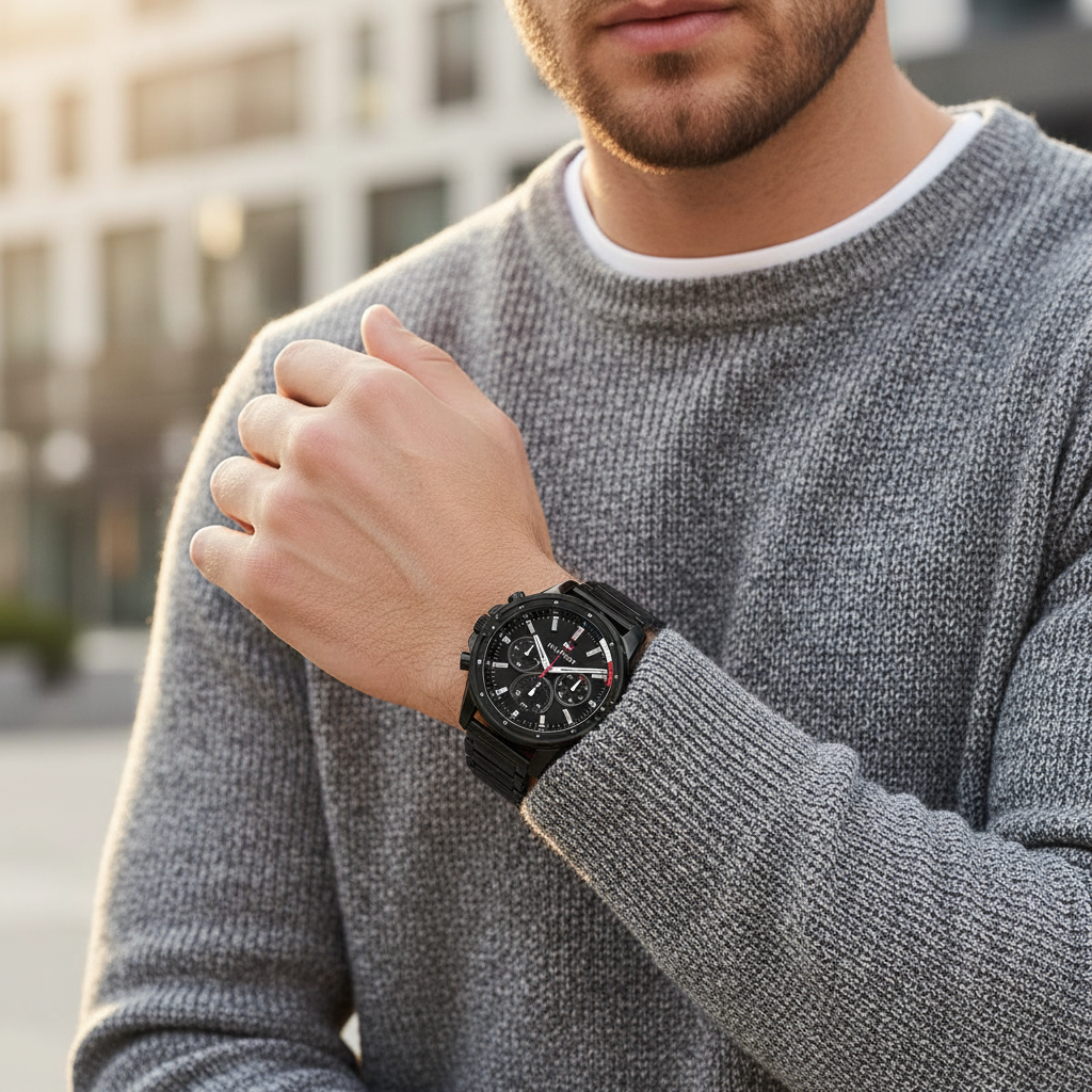 Original Tommy Hilfiger Mason Men's Watch - All Black Steel Case & Bracelet (1791935)
