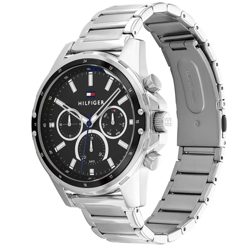 Original Tommy Hilfiger Mason Men's Watch - Silver Steel & Black Dial (1791936)
