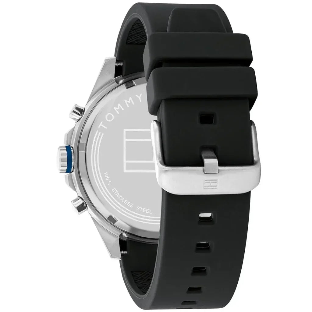Original Tommy Hilfiger Men's Watch - Silver Case & Black Rubber (1791971)