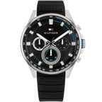 Original Tommy Hilfiger Men's Watch - Silver Case & Black Rubber (1791971)