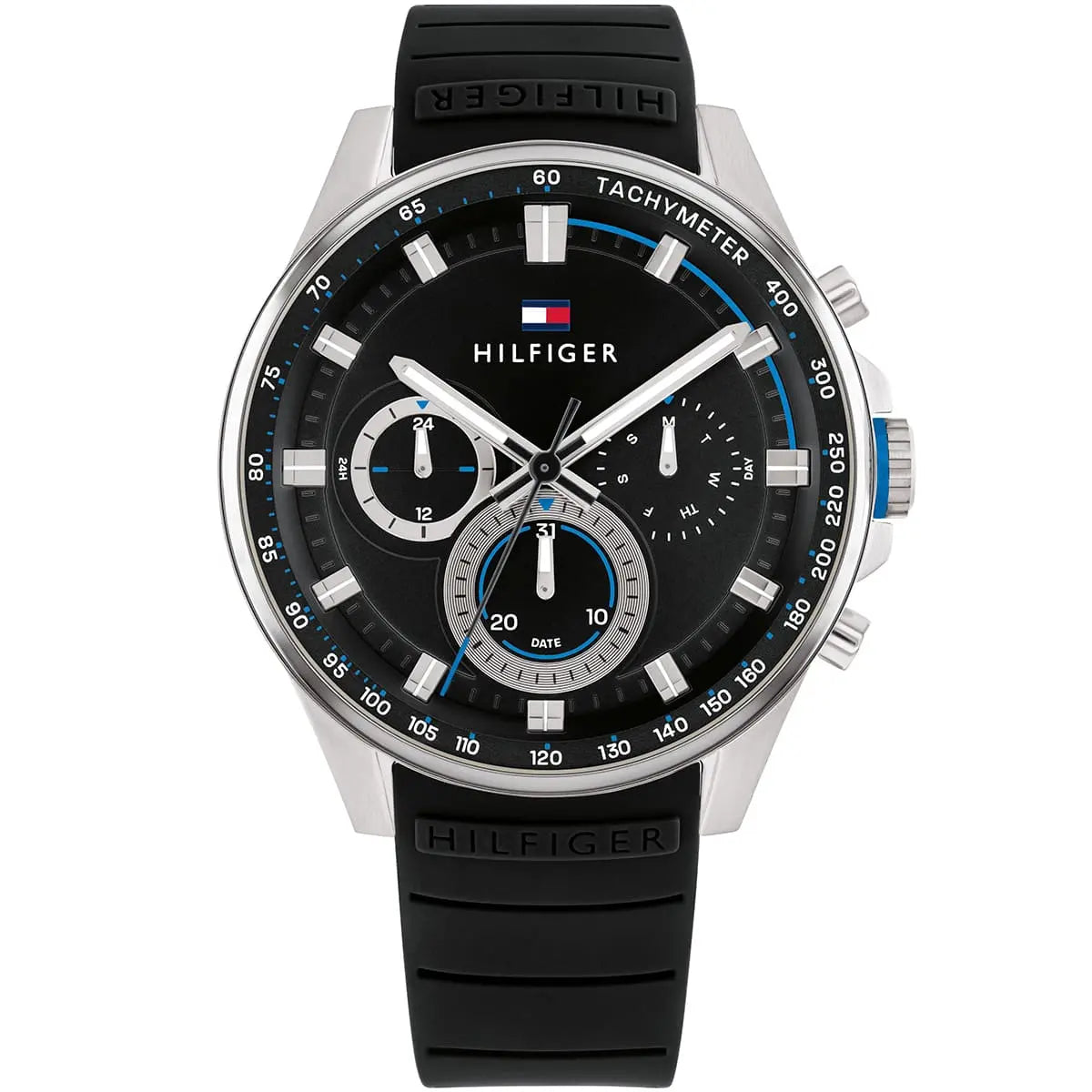 Original Tommy Hilfiger Men's Watch - Silver Case & Black Rubber (1791971)