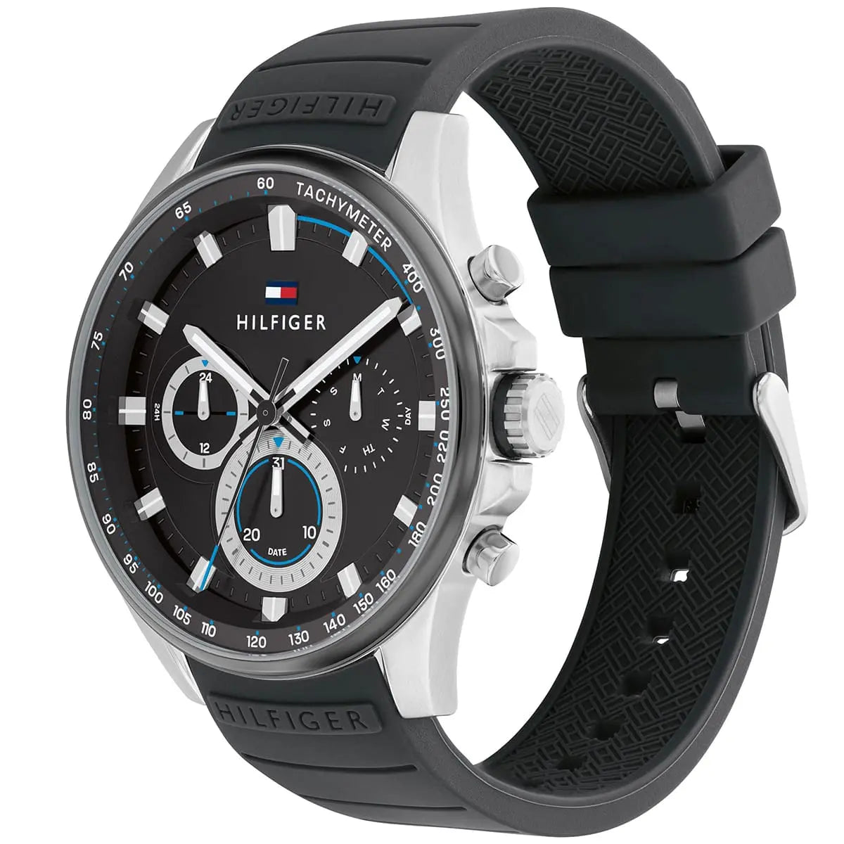 Original Tommy Hilfiger Men's Watch - Silver Case & Black Rubber (1791971)