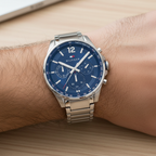 Original Tommy Hilfiger Max Men's Watch - Silver Steel & Navy Dial (1791973)
