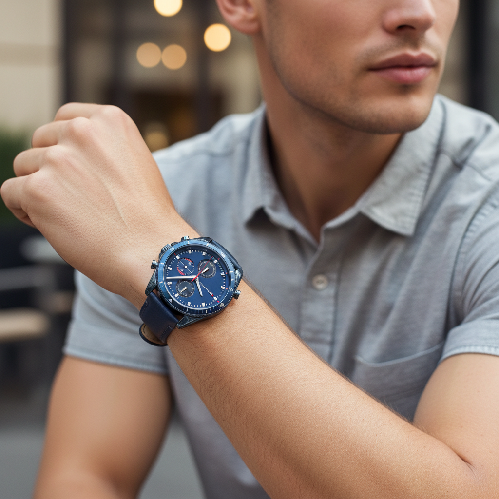 Original Tommy Hilfiger Men's Watch - Navy Blue Case & Leather (1791839)