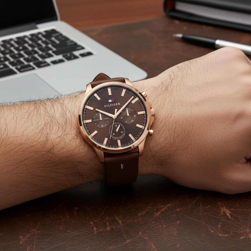 Original Tommy Hilfiger Ryder Men's Watch - Rose Gold Case & Brown Leather (1710497)