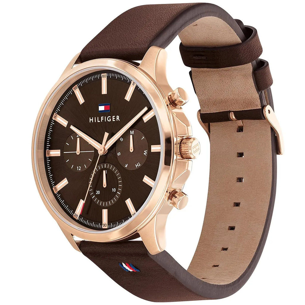Original Tommy Hilfiger Ryder Men's Watch - Rose Gold Case & Brown Leather (1710497)