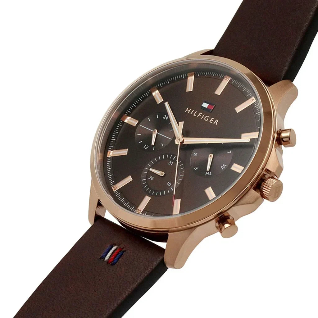 Original Tommy Hilfiger Ryder Men's Watch - Rose Gold Case & Brown Leather (1710497)