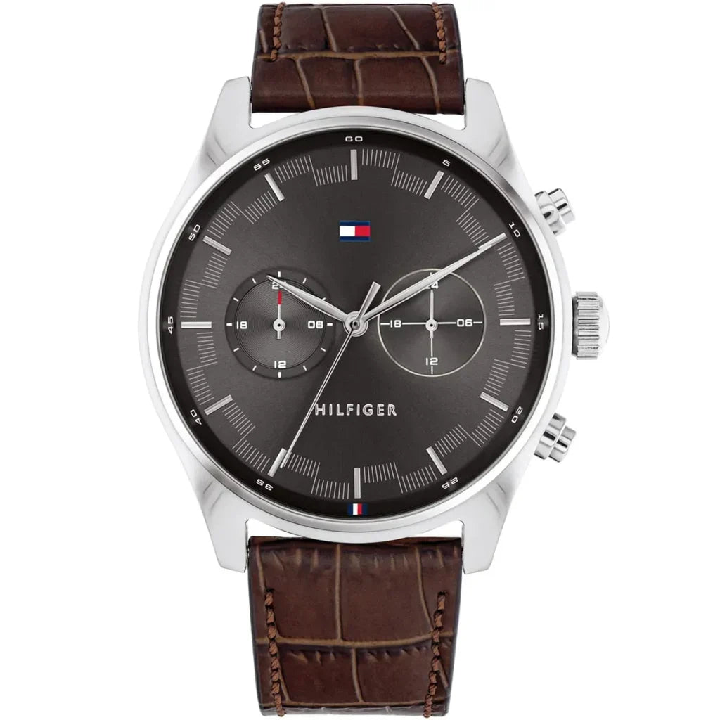 Original Tommy Hilfiger Men's Watch - Silver Case & Brown Leather (1710422)