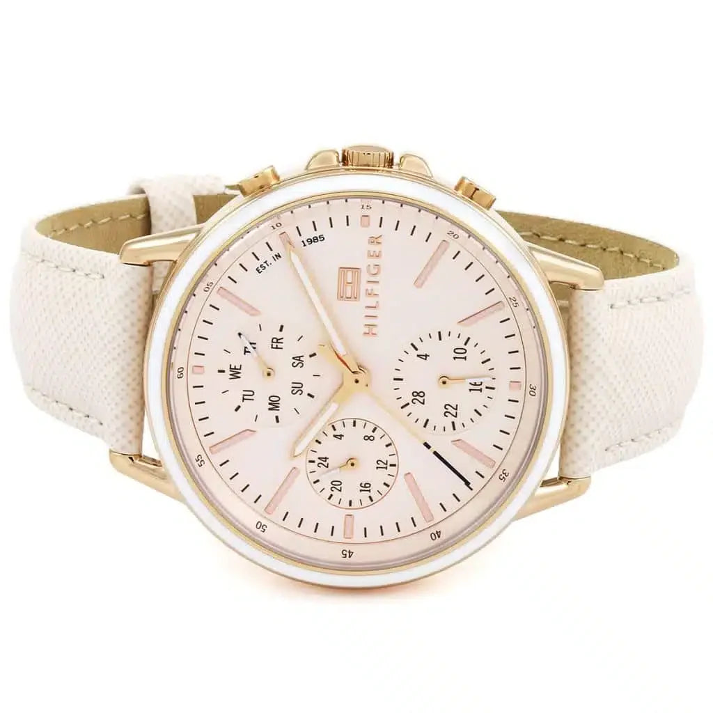 Original Tommy Hilfiger Shawn Women's Watch - Gold Case & White Saffiano Leather (1781789)