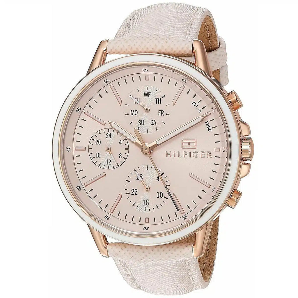 Original Tommy Hilfiger Shawn Women's Watch - Gold Case & White Saffiano Leather (1781789)