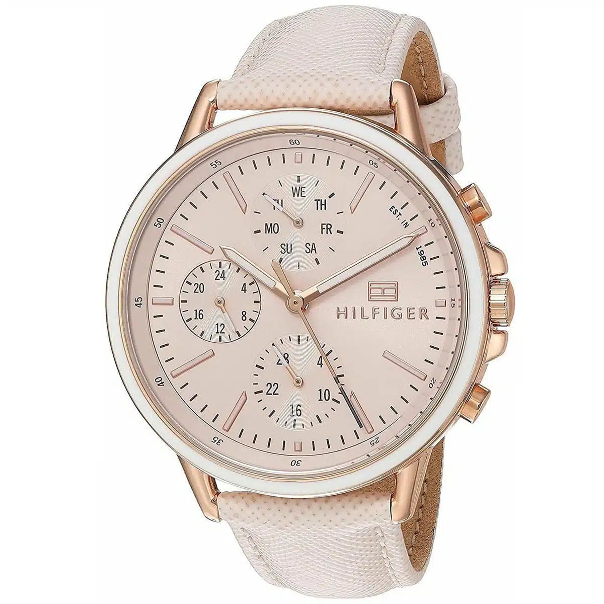 Original Tommy Hilfiger Shawn Women's Watch - Gold Case & White Saffiano Leather (1781789)
